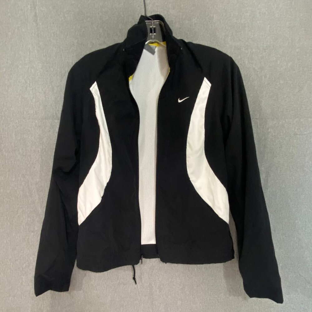 Nike Zip Up Jacket Windbreaker Black / White Small (4-6)